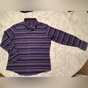 Men’s Mizzen+Main Leeward Blue and Purple Striped Shirt - Medium